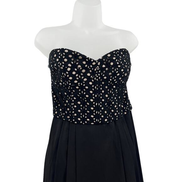 BCBG MAXAZRIA Tess Black Nude Midi High Low Hem Strapless Corset Top Size 12 - Picture 11 of 16
